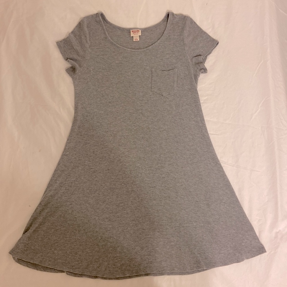 Gray Sweater-Like T-Shirt Dress